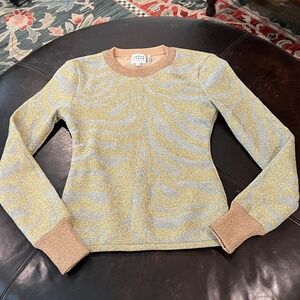Herve Leger Metallic Zebra-Jacquard Sweater Size Small